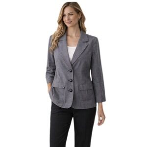 Ava and Grace Blazer Blue Heather 3/4 Sleeve Cropped 3 Button​​ Size 8